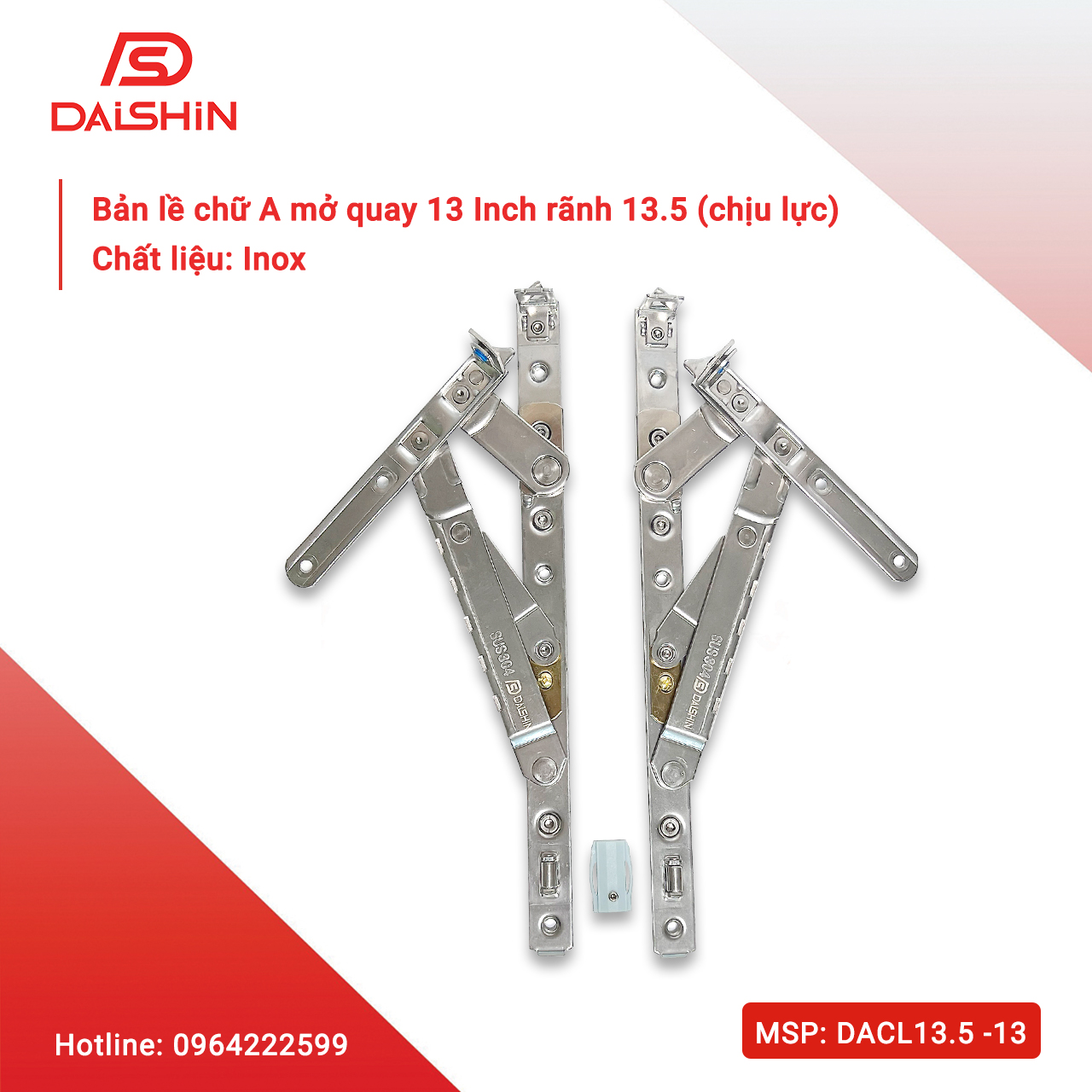 Bản lề chữ A mở quay 15 inch rãnh 13.5 (chịu lực) DACL13.5-14