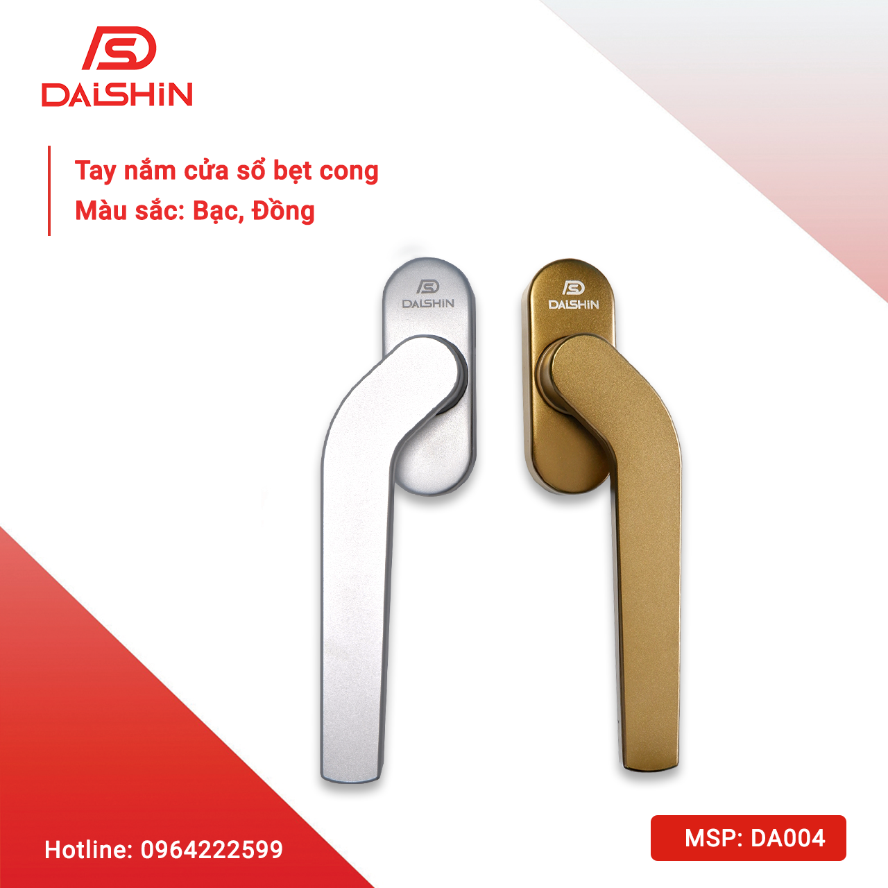 Tay Nắm Cửa Sổ Bẹt Cong- DA004