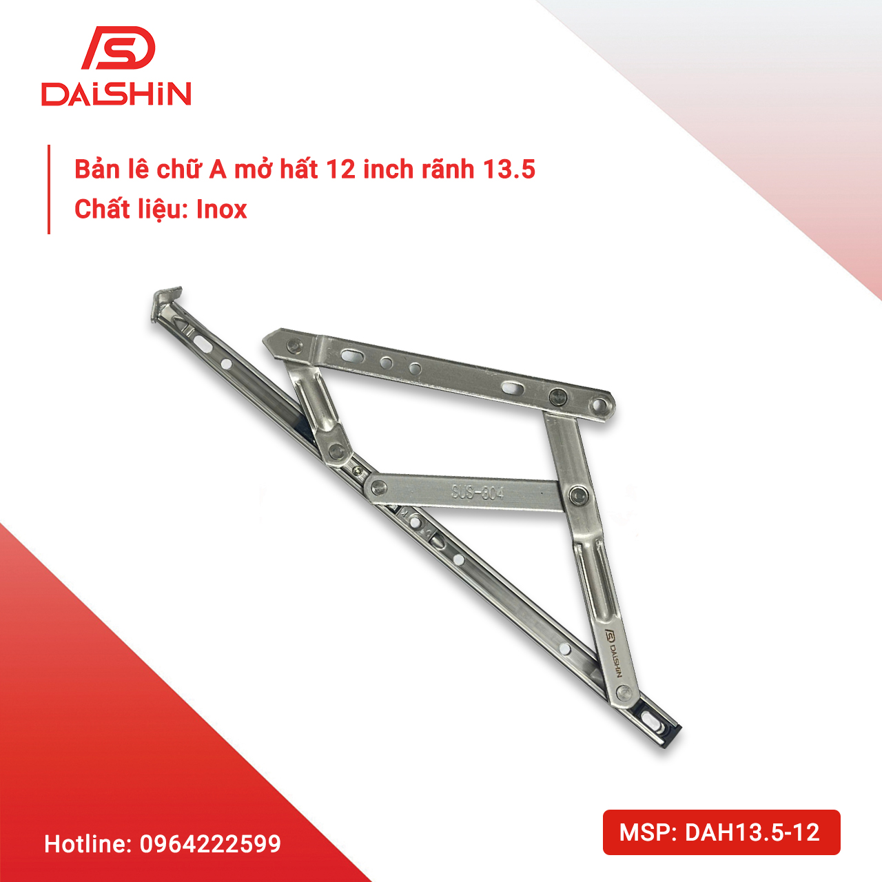 Bản Lề Chữ A Mở Hất 12 Inch Rãnh 13.5 - DAH13.5- 12